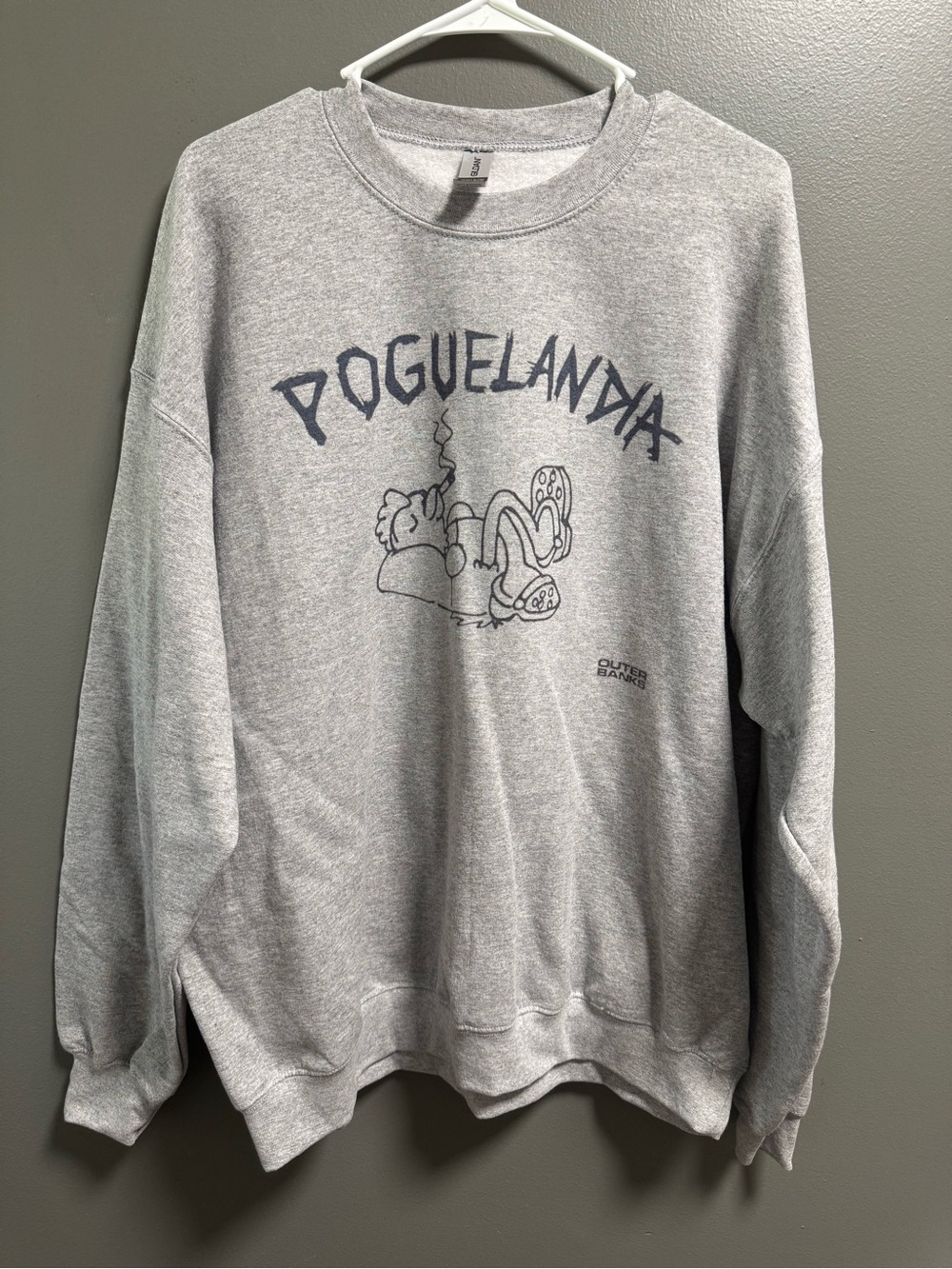 Gildan Gray Poguelandia Outer Banks Graphic Crewneck Sweatshirt Unisex size XL